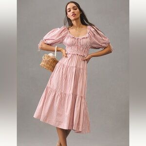 Anthropologie En Saison Tiered Puff-Sleeve Dress Size Large